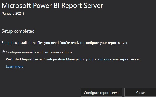 Configuration immediately